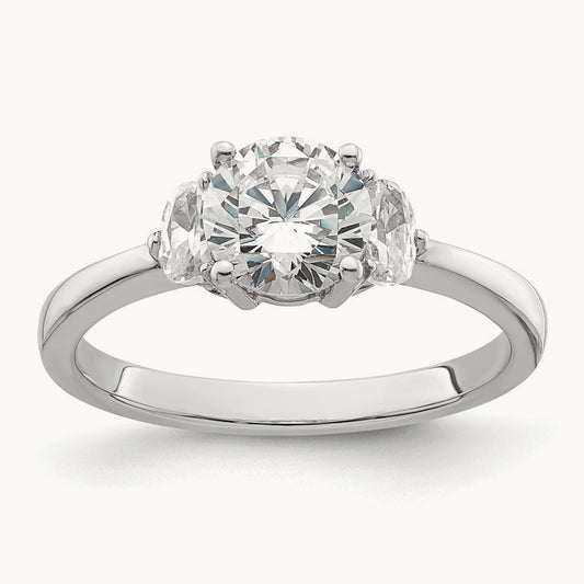 3 Stone Half Moon/Round Semi-Mount Ring, 0.50 ct tw