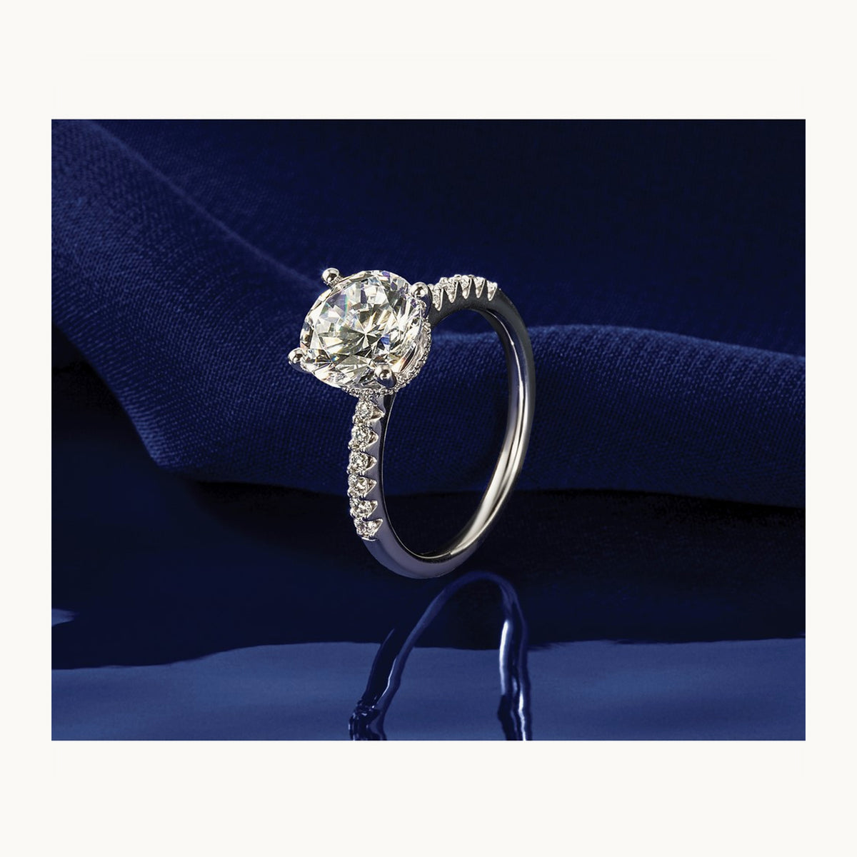 Round Engagement Ring, 1.25-2.75 ct tw Lab-Grown Diamond — 2 1/4 ct, 14K White Gold