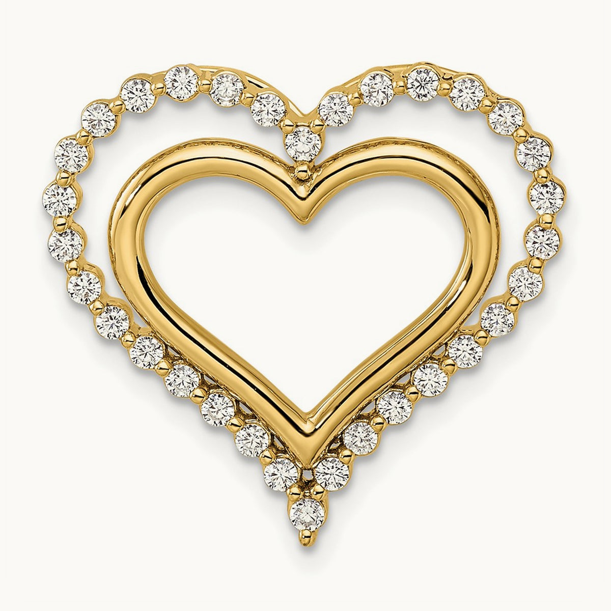 Double Heart Chain Slide, 0.50 ct tw Lab-Grown Diamond