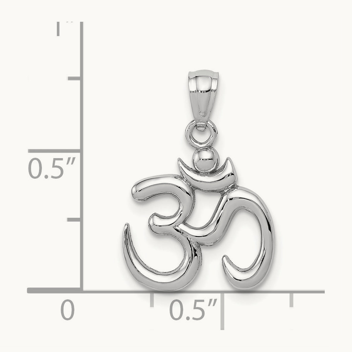 Polished Om Symbol Pendant, 14K White Gold