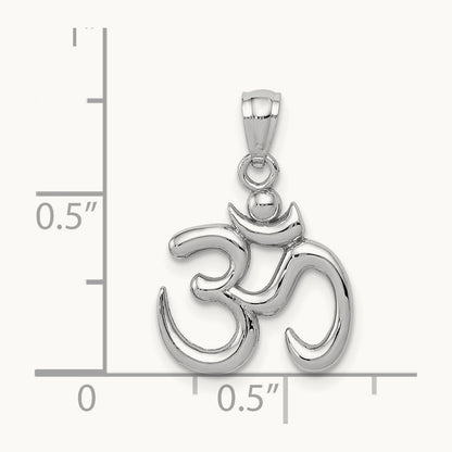 Polished Om Symbol Pendant, 14K White Gold