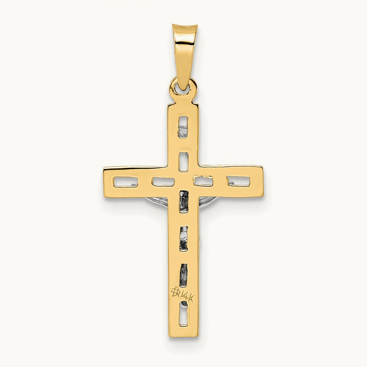 Polished Solid INRI Crucifix Pendant — 27.3mm