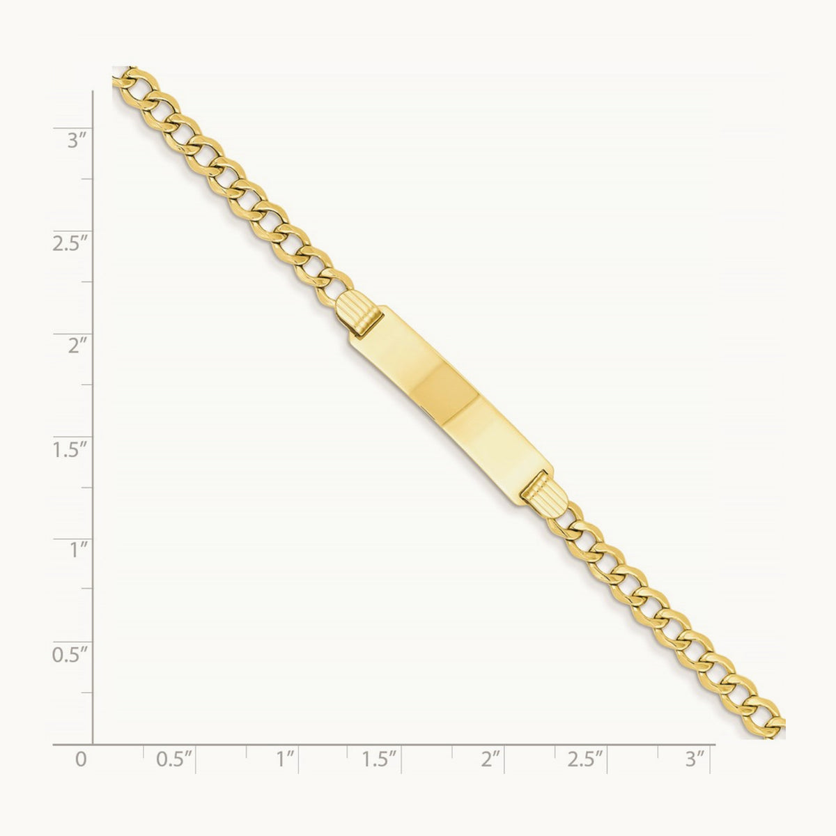 Semi-solid Curb Link 6.75in Id Bracelet, 14K