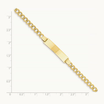 Semi-solid Curb Link 6.75in Id Bracelet, 14K