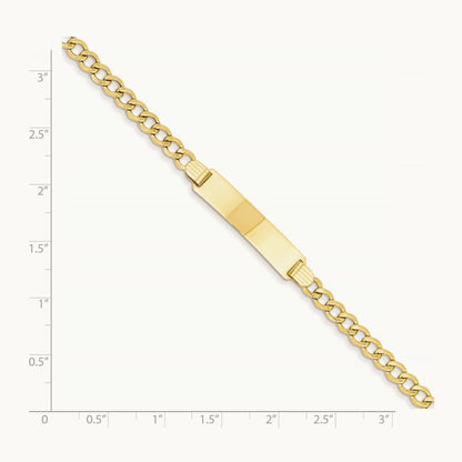 Semi-solid Curb Link 6.75in Id Bracelet, 14K