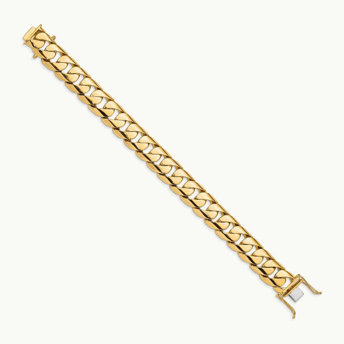 Hand-polished Rounded Curb Link Bracelet — 14K Yellow Gold, 15.4mm
