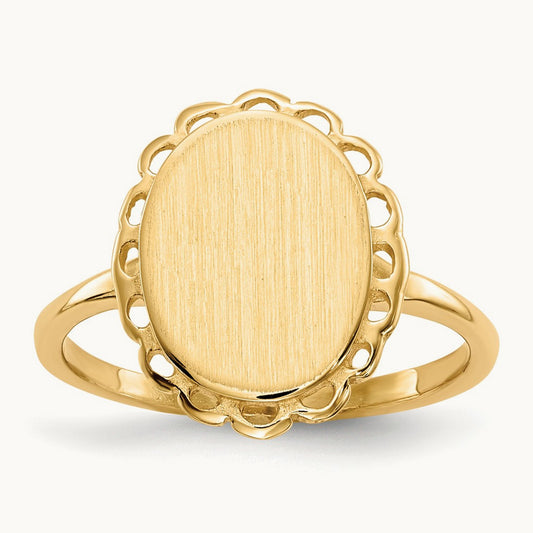 9.0x11. Open Back Signet Ring, 5mm, 14K