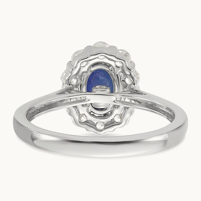 Created Sapphire Halo Ring, 0.50 ct tw Lab-Grown Diamond — photo set