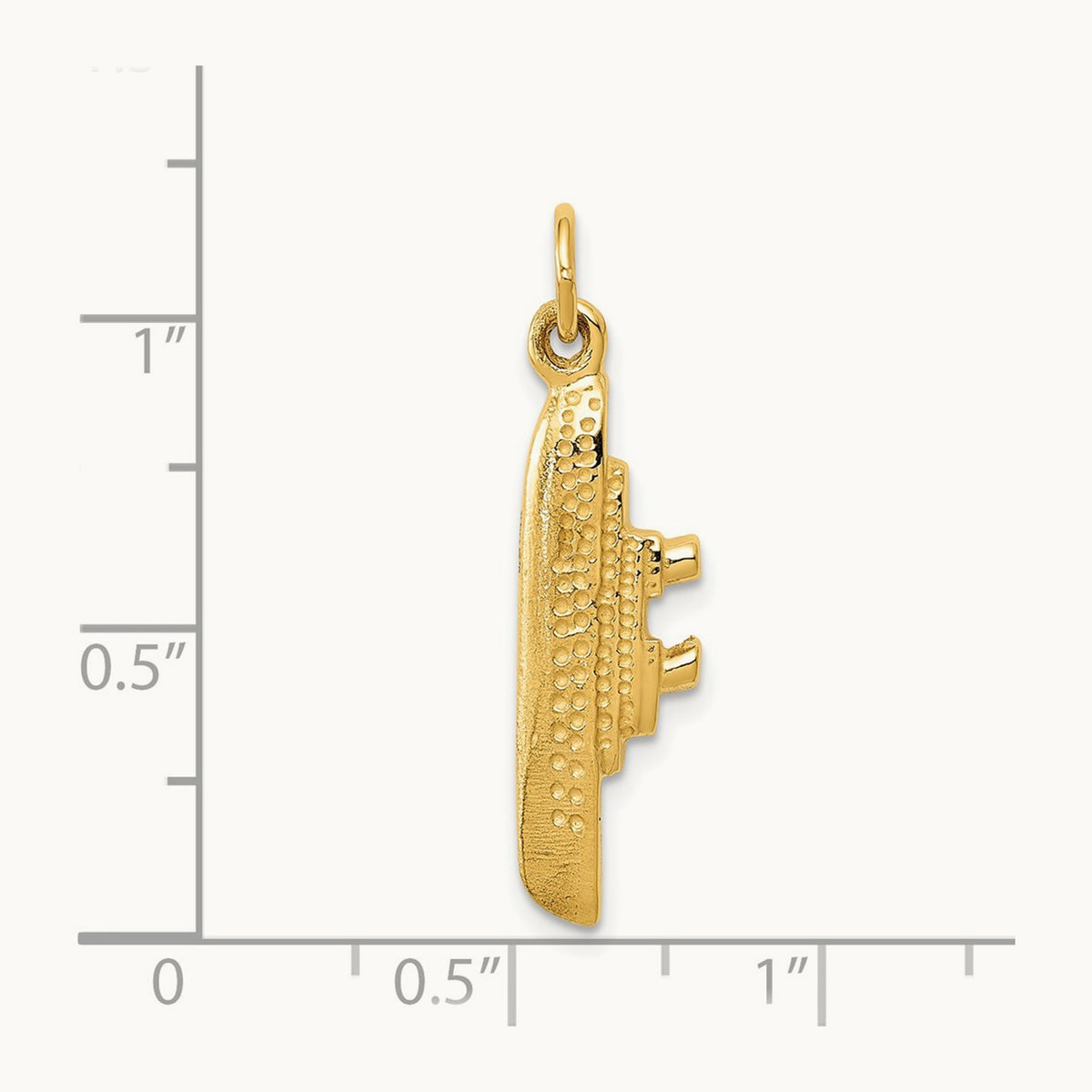 Solid Polished 3-D Cruise Ship Charm, 14K