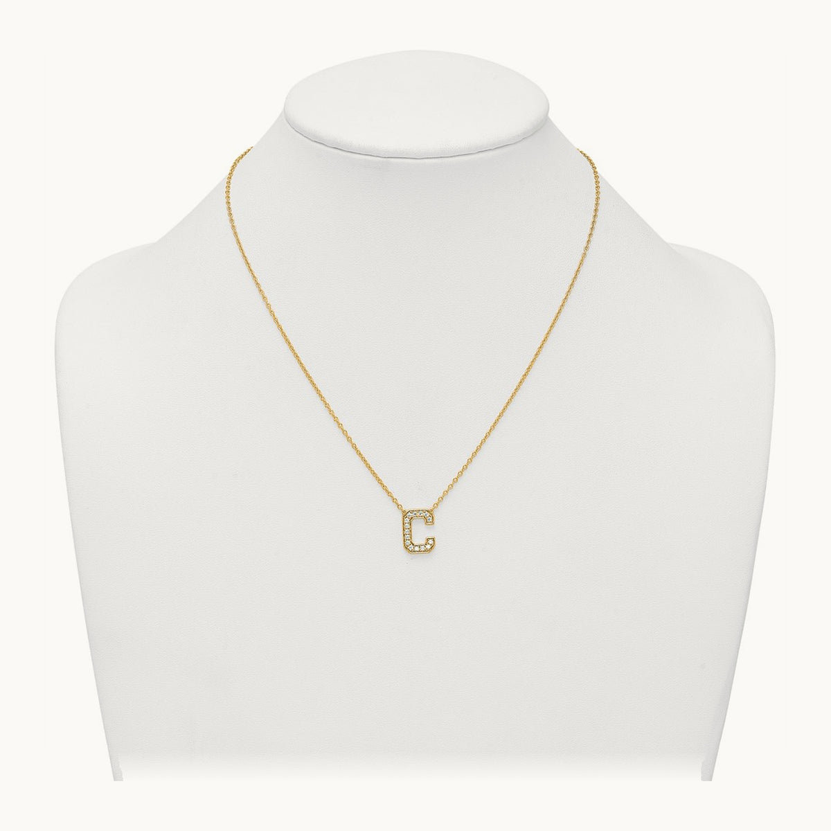 Initial Necklace — 14K Yellow Gold, C, 1/3 ct