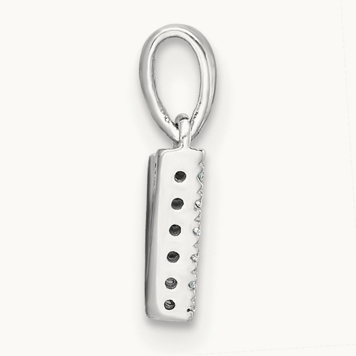Diamond Initial with Bail Pendant — 14K White Gold, V