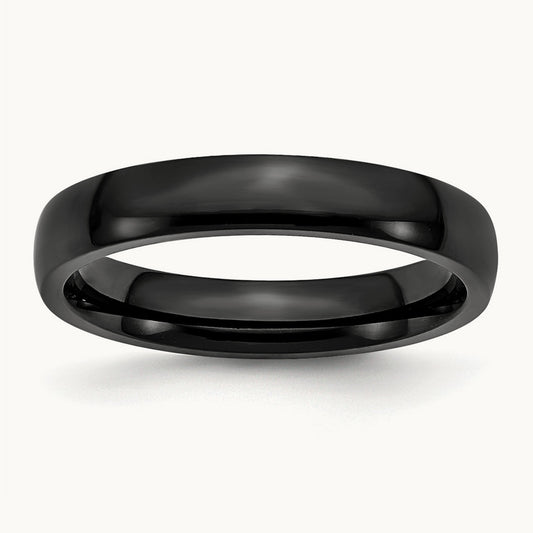 Black IP-plated Polished Band, 4mm, Stainless Steel