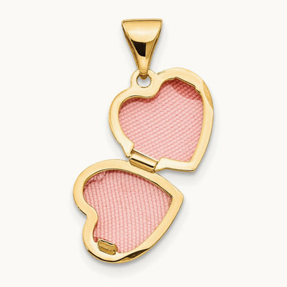 Scroll Border Heart Locket, 10mm, 14K