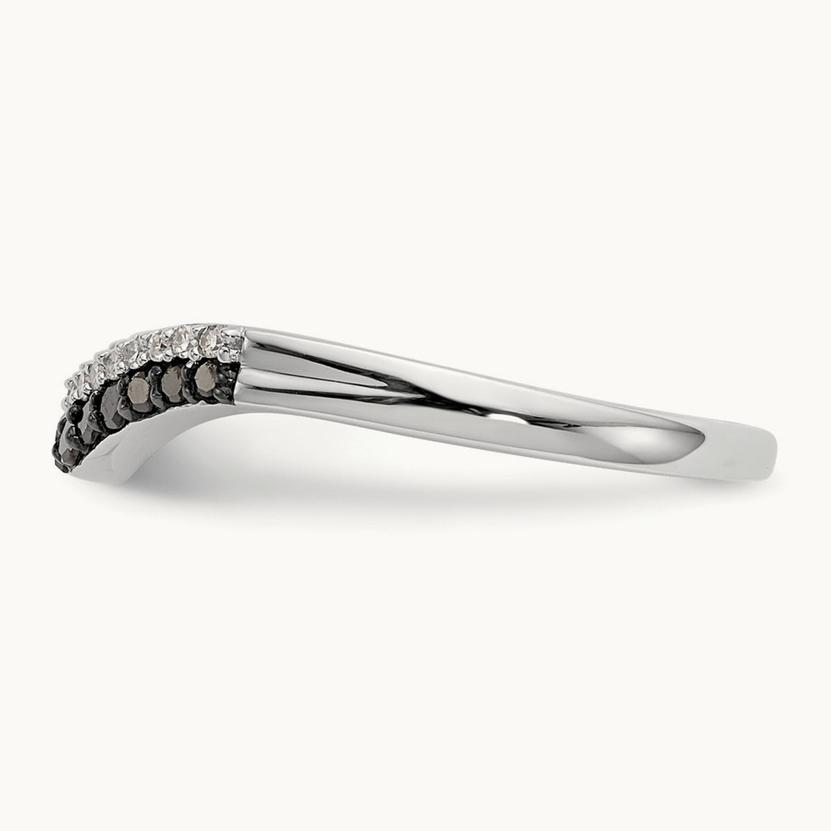 Black and White Diamond Band, 14K White Gold