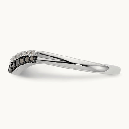 Black and White Diamond Band, 14K White Gold