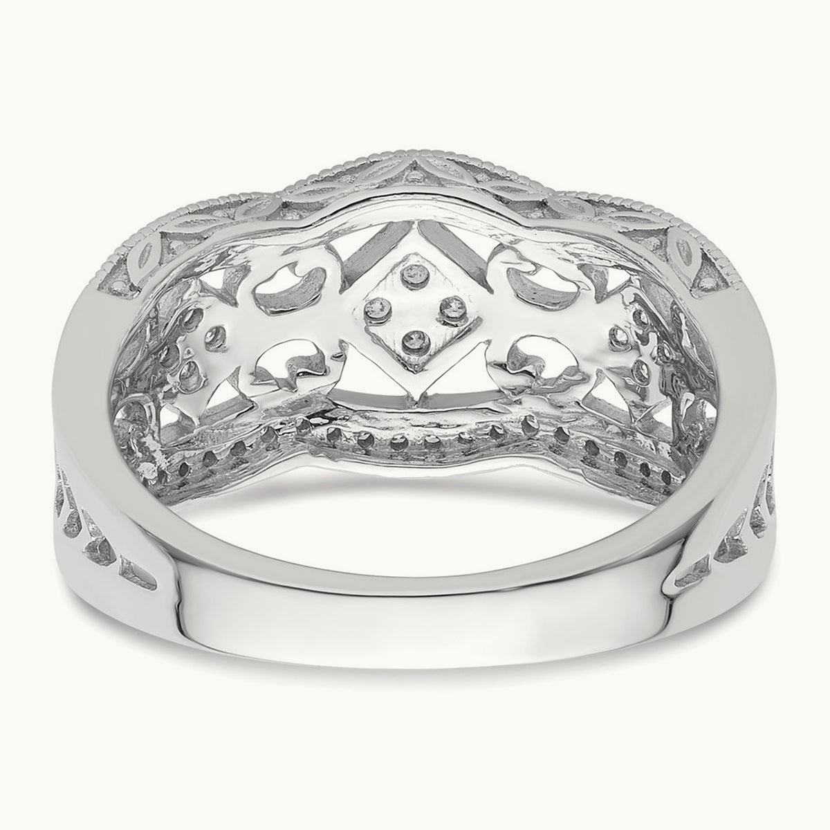 Diamond Vintage Ring, 14K White Gold