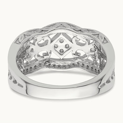 Diamond Vintage Ring, 14K White Gold