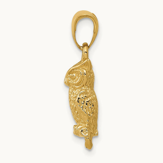 3-D Owl Pendant, 14K