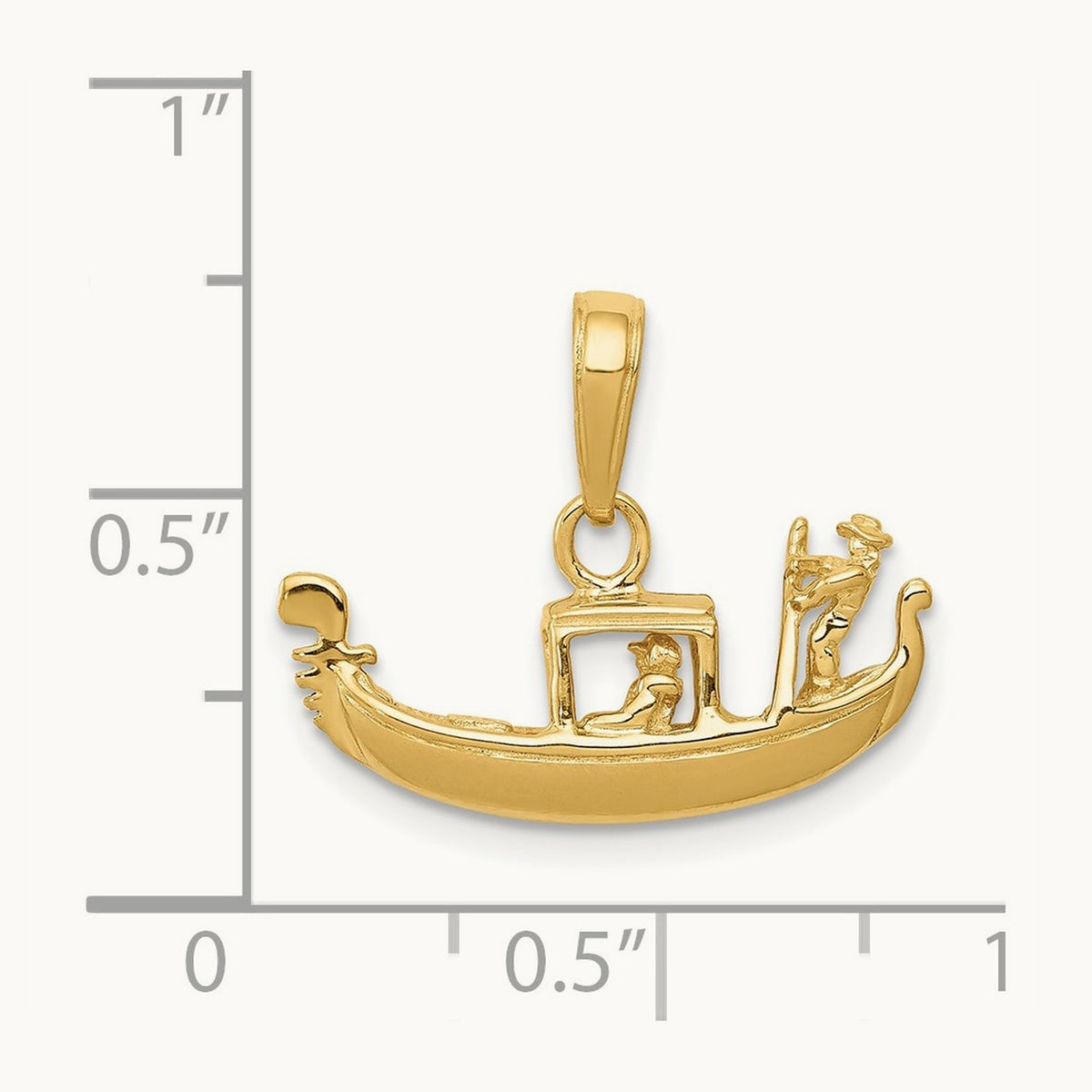 Solid Polished 3-D Gondola Pendant, 14K