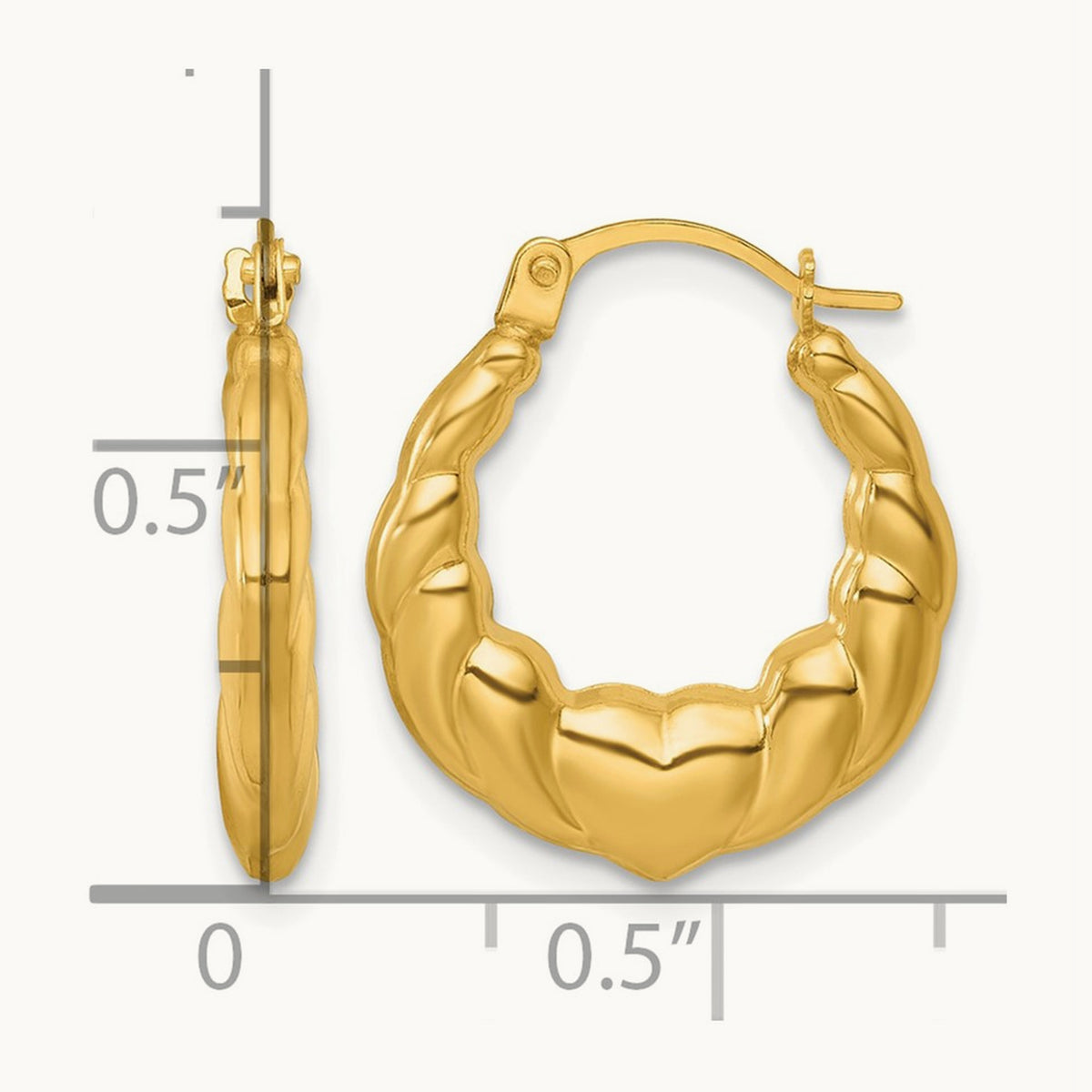 Polished Hearts Hoop Earrings, 14K