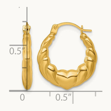 Polished Hearts Hoop Earrings, 14K