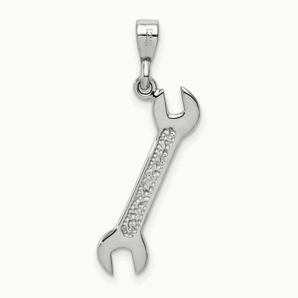 3D Wrench Pendant, 14K White Gold