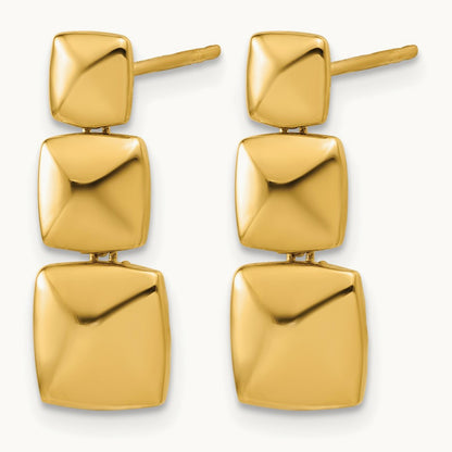 Polished Square Dangle Post Earrings, 14K — Leslie's