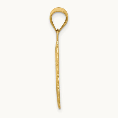 Solid Satin Polished Taurus Zodiac Oval Pendant, 14K