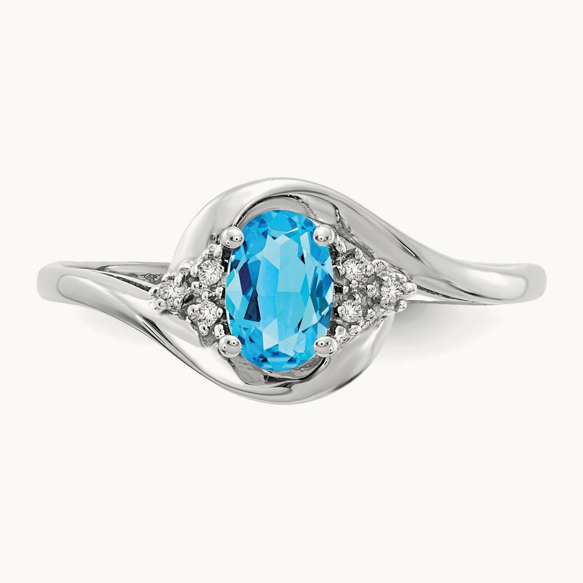 Blue Topaz and Diamond Ring, 14K White Gold
