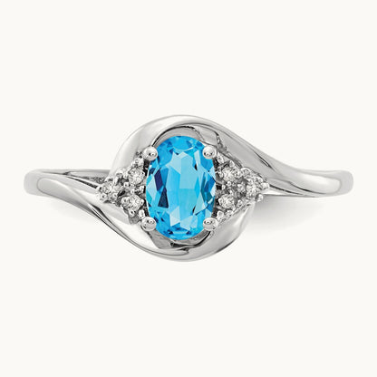 Blue Topaz and Diamond Ring, 14K White Gold