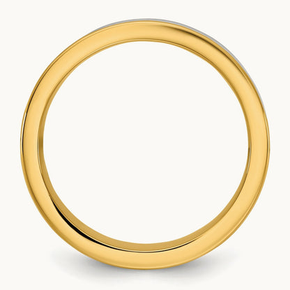 Y/W Step Up Beveled Wedding Band, 6mm, 14K Two-tone