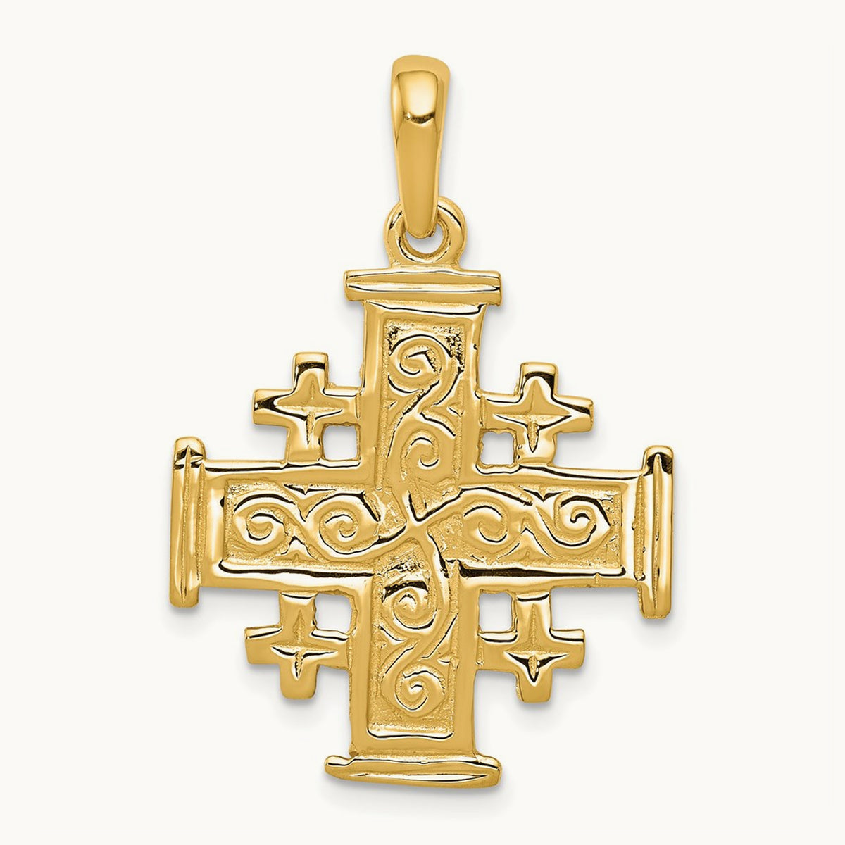 Jerusalem Cross Pendant — 14K Yellow Gold, 32mm