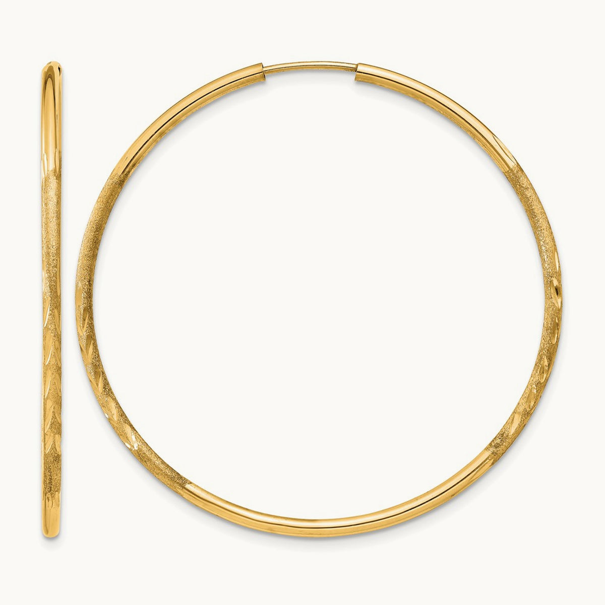 Satin Diamond-cut Endless Hoop Earrings — 40mm, 1.5mm