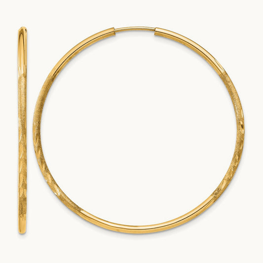 Satin Diamond-cut Endless Hoop Earrings — 40mm, 1.5mm