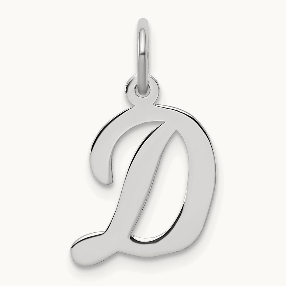 Medium Script Initial Charm — 14K White Gold, D