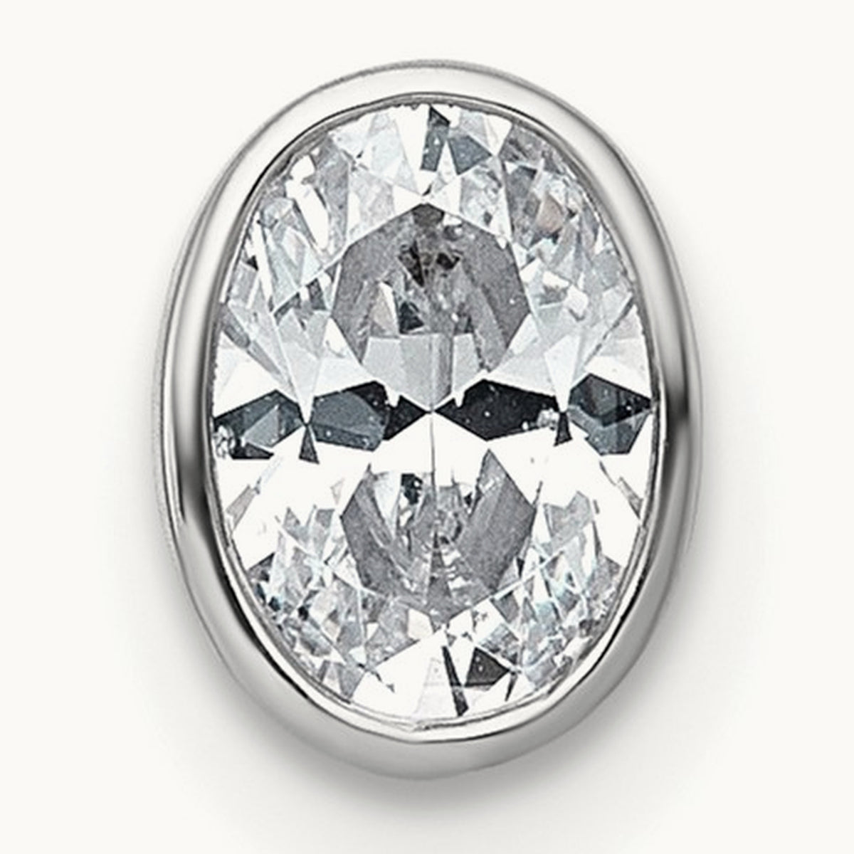 Oval Bezel Set Chain Slide Pendant, 0.25-3.00 ct tw Lab-Grown Diamond — 5/8 ct, VS (Best), 14K White Gold
