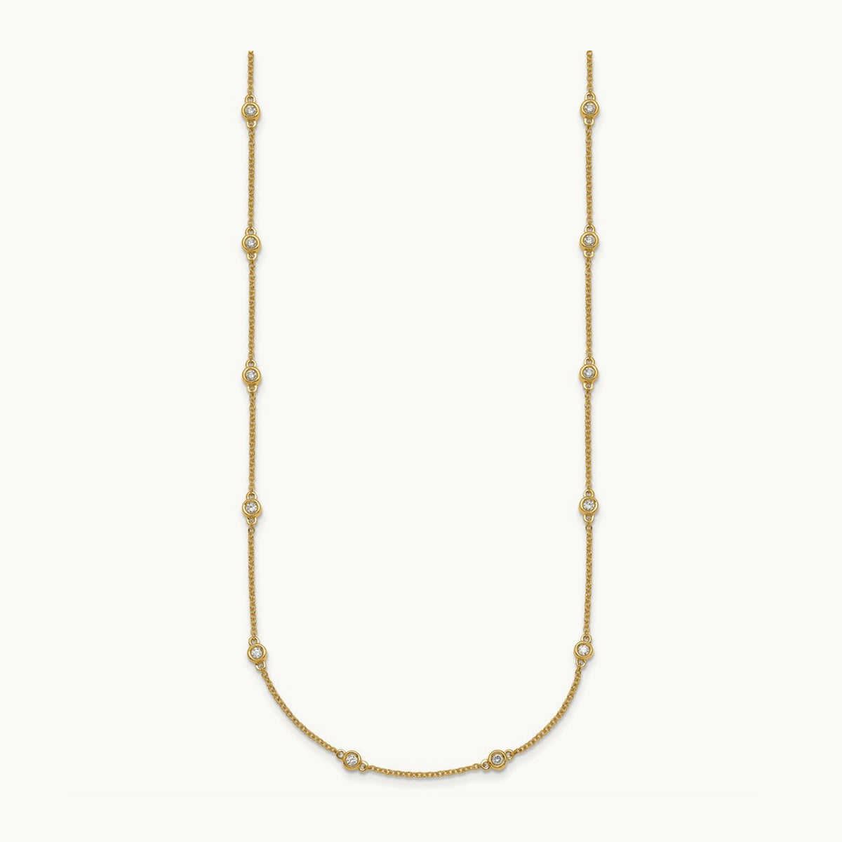 Diamond Station Cable Necklace, 14K