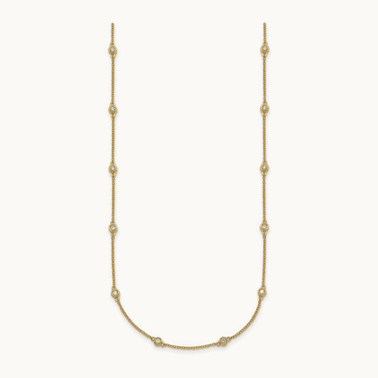 Diamond Station Cable Necklace, 14K
