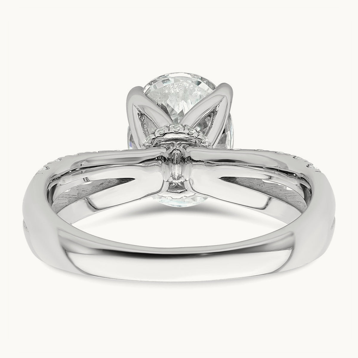 1 5/8ct Cert Lab Grown Diamond VS+ F+ Oval Comp Eng Ring, 14K White Gold