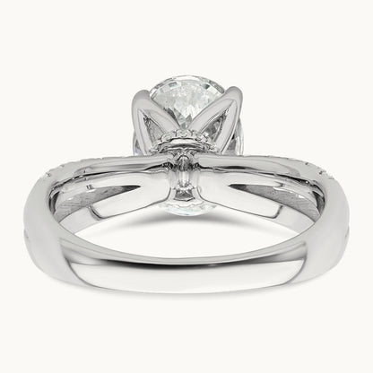 1 5/8ct Cert Lab Grown Diamond VS+ F+ Oval Comp Eng Ring, 14K White Gold