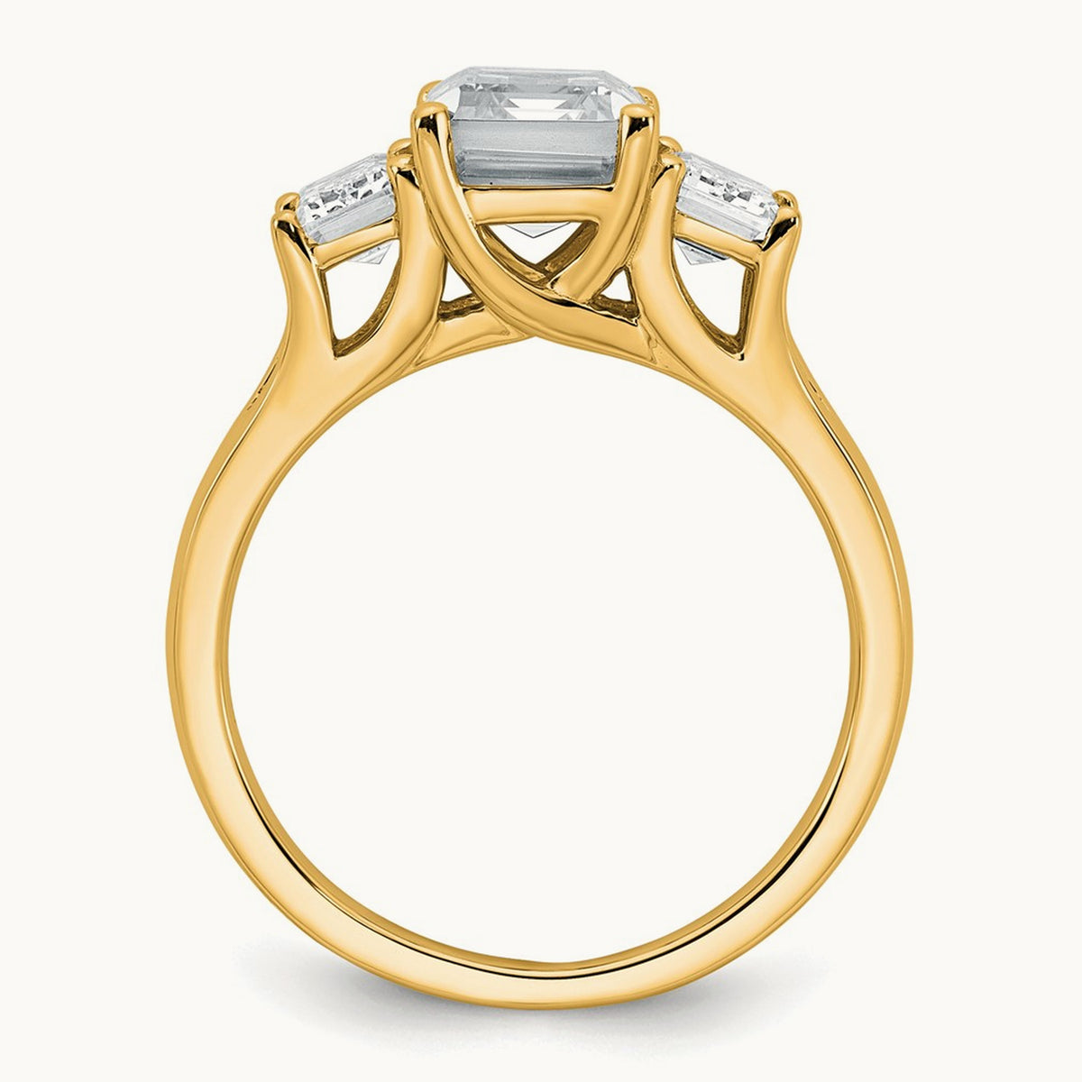 Emerald 3 Stone Engagement Ring, 1.50-3.25 ct tw Lab-Grown Diamond — 3 1/3 ct, 14K Yellow Gold