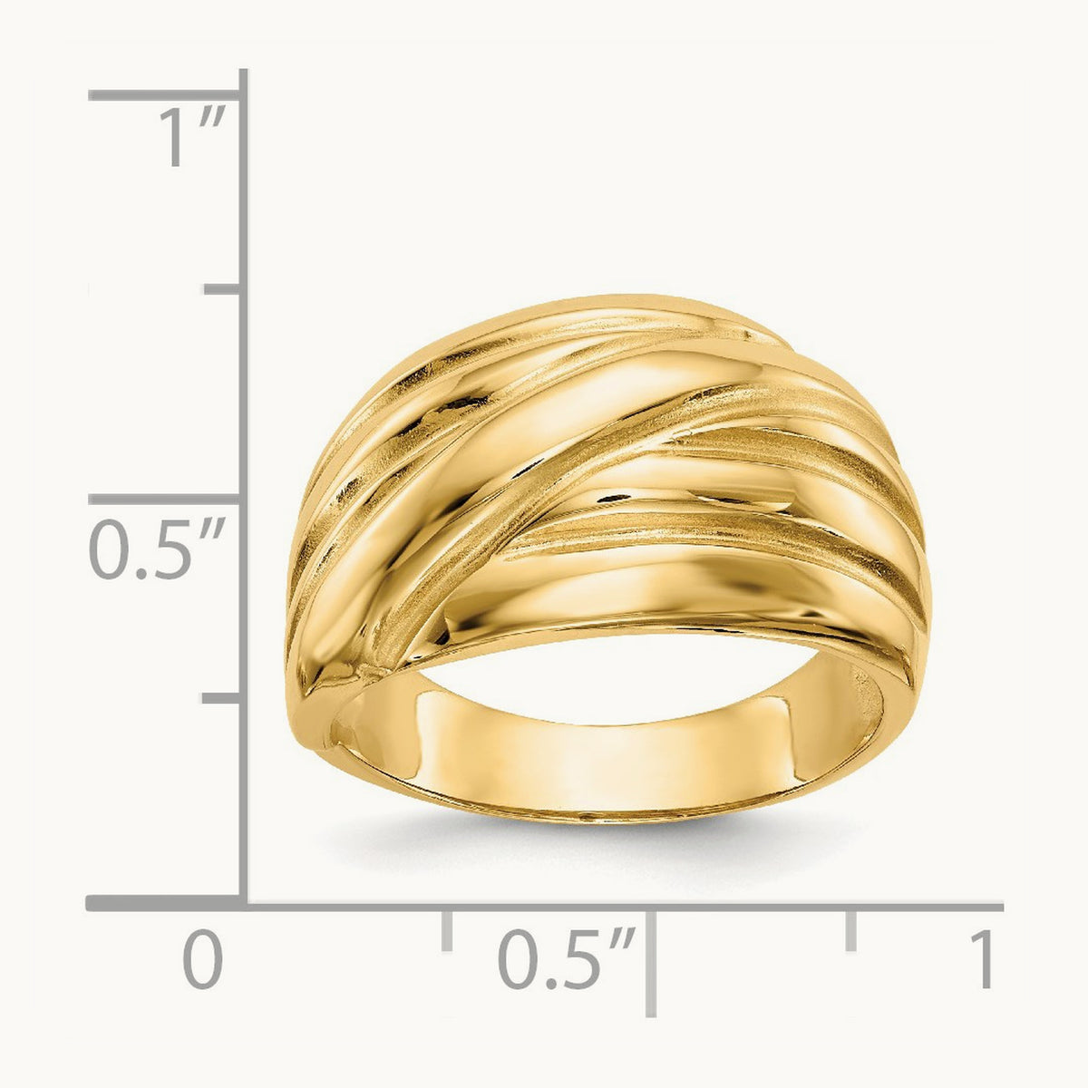 Polished Scalloped Dome Ring, 14K