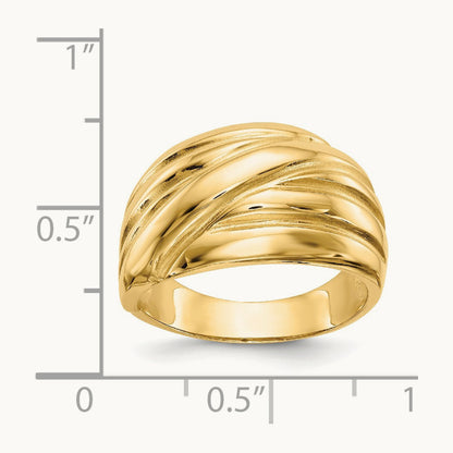 Polished Scalloped Dome Ring, 14K