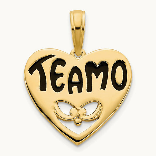 Epoxy Te amo Heart Charm, 14K Yellow Gold