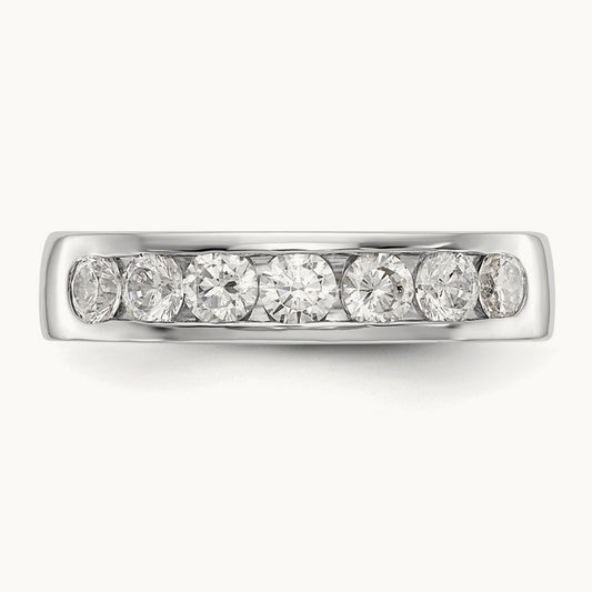 7-Stone Diamond Channel Band, 14K White Gold