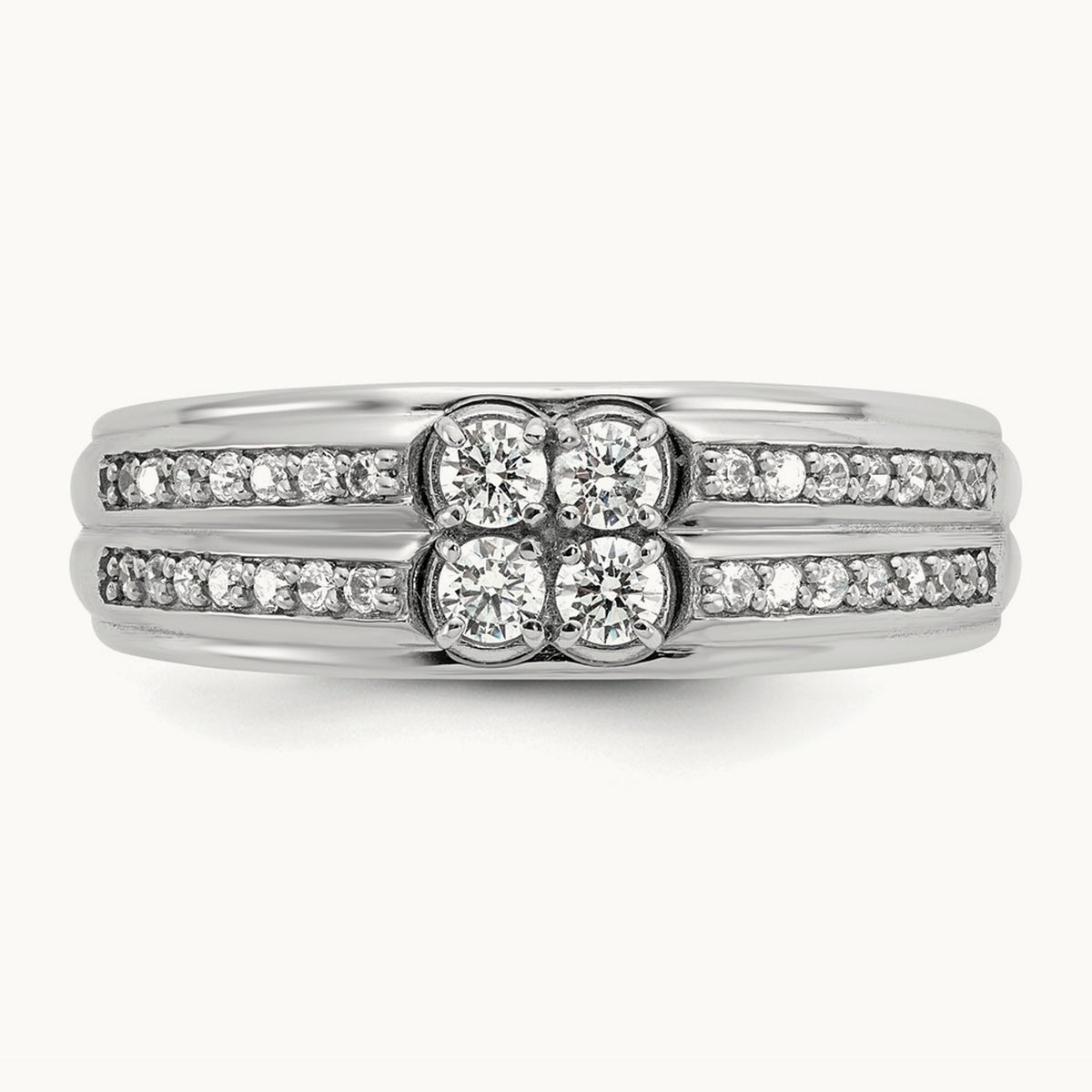 IB Goodman Mens Polished Complete 4-Stone 5/8ct Diamond Ring, 14K White Gold