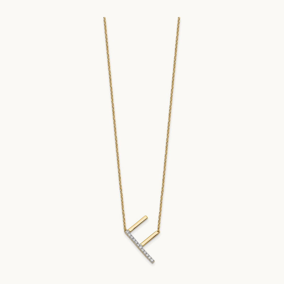 Sideways Diamond Necklace — 14K Yellow Gold, F