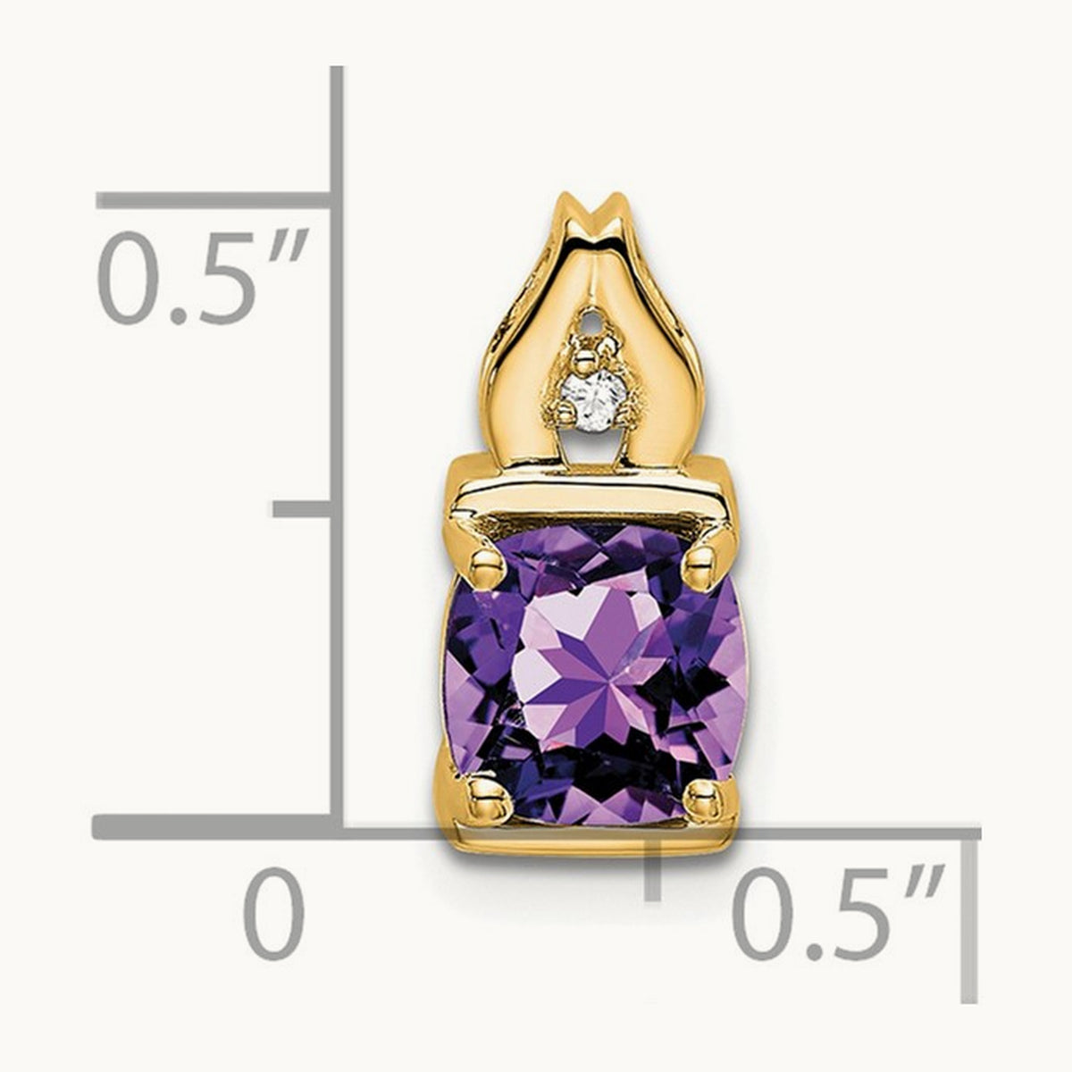 Amethyst and Diamond Pendant — 14K Yellow Gold