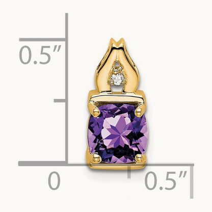 Amethyst and Diamond Pendant — 14K Yellow Gold