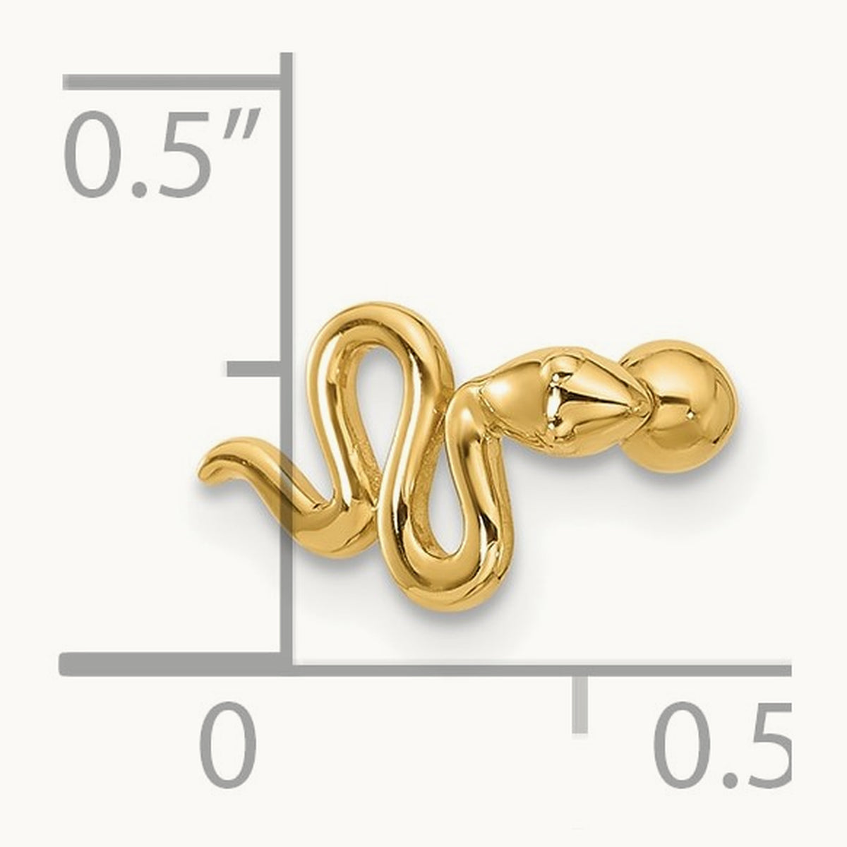 18 Gauge Polished Snake Cartilage Stud, 14K
